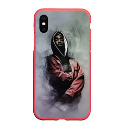 Чехол iPhone XS Max матовый Shakur Rap, цвет: 3D-красный