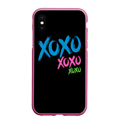 Чехол iPhone XS Max матовый Хо-хо-хо, цвет: 3D-малиновый