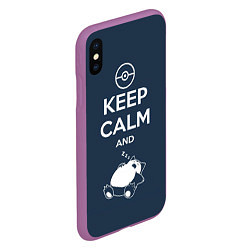 Чехол iPhone XS Max матовый Keep Calm & Squirtle, цвет: 3D-фиолетовый — фото 2