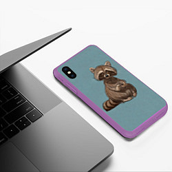 Чехол iPhone XS Max матовый Няшный енотик, цвет: 3D-фиолетовый — фото 2