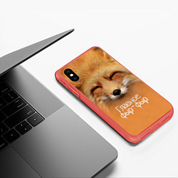 Чехол iPhone XS Max матовый Лисичка: фыр-фыр, цвет: 3D-красный — фото 2