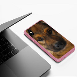 Чехол iPhone XS Max матовый Взгляд собаки, цвет: 3D-малиновый — фото 2
