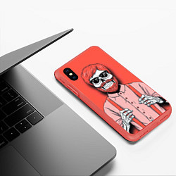 Чехол iPhone XS Max матовый Skeleton, цвет: 3D-красный — фото 2