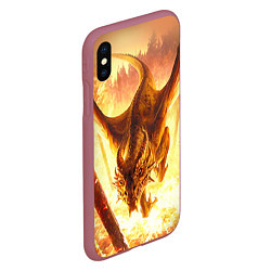 Чехол iPhone XS Max матовый Дракон, цвет: 3D-малиновый — фото 2