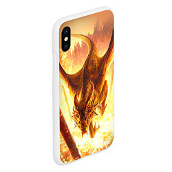 Чехол iPhone XS Max матовый Дракон, цвет: 3D-белый — фото 2