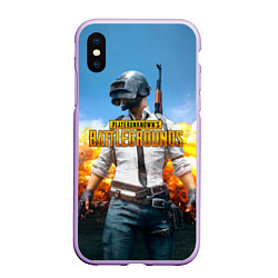 Чехол iPhone XS Max матовый PUBG Wars, цвет: 3D-сиреневый