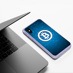 Чехол iPhone XS Max матовый Bitcoin Blue, цвет: 3D-светло-сиреневый — фото 2