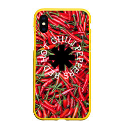 Чехол iPhone XS Max матовый Red Hot Chili Peppers, цвет: 3D-желтый