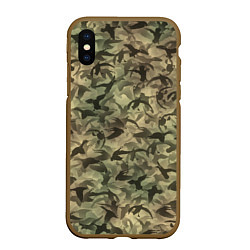 Чехол iPhone XS Max матовый Камуфляж с утками, цвет: 3D-коричневый