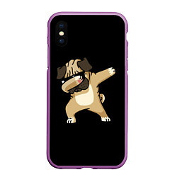 Чехол iPhone XS Max матовый Mops Dab, цвет: 3D-фиолетовый