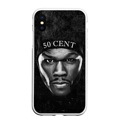 Чехол iPhone XS Max матовый 50 cent: black style, цвет: 3D-белый