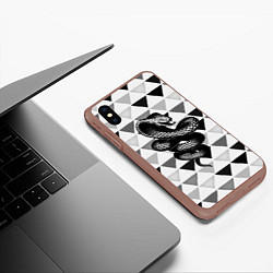 Чехол iPhone XS Max матовый Snake Geometric, цвет: 3D-коричневый — фото 2