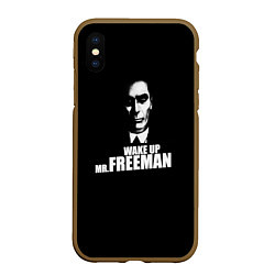 Чехол iPhone XS Max матовый Wake up Mr. Freeman, цвет: 3D-коричневый