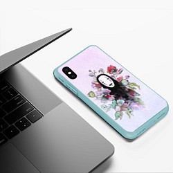 Чехол iPhone XS Max матовый Безликий в цветах, цвет: 3D-мятный — фото 2