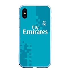 Чехол iPhone XS Max матовый Real Madrid, цвет: 3D-голубой