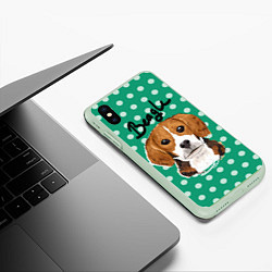 Чехол iPhone XS Max матовый Beagle Face, цвет: 3D-салатовый — фото 2