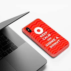 Чехол iPhone XS Max матовый Keep Calm & Gimme a donut, цвет: 3D-красный — фото 2