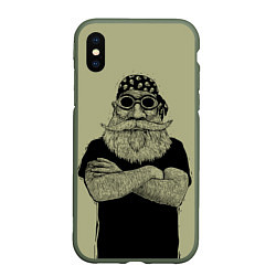 Чехол iPhone XS Max матовый Old Hipster, цвет: 3D-темно-зеленый