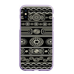 Чехол iPhone XS Max матовый Африканский мотив, цвет: 3D-светло-сиреневый