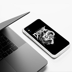 Чехол iPhone XS Max матовый Dethklok: Goat Skull, цвет: 3D-белый — фото 2