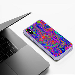 Чехол iPhone XS Max матовый Цветная текстура 5, цвет: 3D-светло-сиреневый — фото 2