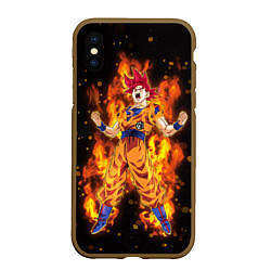 Чехол iPhone XS Max матовый Fire Goku, цвет: 3D-коричневый