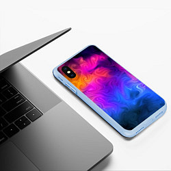 Чехол iPhone XS Max матовый Узор цвета, цвет: 3D-голубой — фото 2