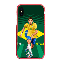 Чехол iPhone XS Max матовый Neymar Brazilian, цвет: 3D-красный