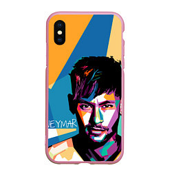 Чехол iPhone XS Max матовый Neymar Polygons, цвет: 3D-розовый