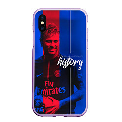 Чехол iPhone XS Max матовый Neymar History, цвет: 3D-сиреневый