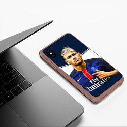 Чехол iPhone XS Max матовый Neymar: Fly Emirates, цвет: 3D-коричневый — фото 2