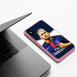 Чехол iPhone XS Max матовый Neymar: Fly Emirates, цвет: 3D-малиновый — фото 2