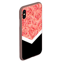 Чехол iPhone XS Max матовый Розовые розы, цвет: 3D-коричневый — фото 2