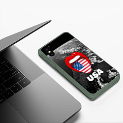 Чехол iPhone XS Max матовый USA, цвет: 3D-темно-зеленый — фото 2