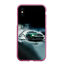 Чехол iPhone XS Max матовый Призрачный Ford Mustang, цвет: 3D-малиновый