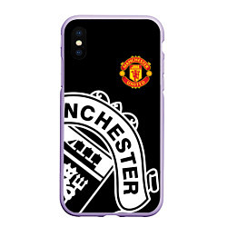 Чехол iPhone XS Max матовый Man United: Black Collection, цвет: 3D-светло-сиреневый