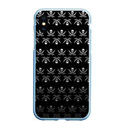 Чехол iPhone XS Max матовый Пиратский pattern, цвет: 3D-голубой