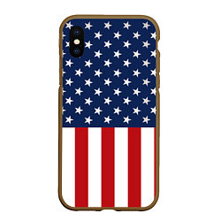 Чехол iPhone XS Max матовый Флаг США, цвет: 3D-коричневый
