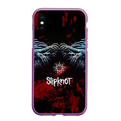 Чехол iPhone XS Max матовый Slipknot руки зомби, цвет: 3D-фиолетовый