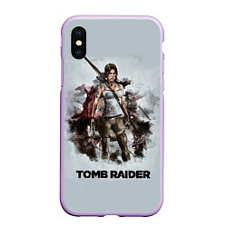 Чехол iPhone XS Max матовый TOMB RAIDER, цвет: 3D-сиреневый