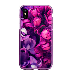 Чехол iPhone XS Max матовый Тюльпановый сад, цвет: 3D-фиолетовый