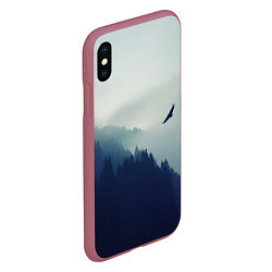 Чехол iPhone XS Max матовый Орел над Лесом, цвет: 3D-малиновый — фото 2