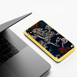 Чехол iPhone XS Max матовый Цветочный pattern, цвет: 3D-желтый — фото 2