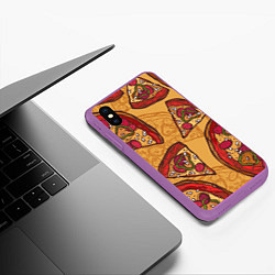 Чехол iPhone XS Max матовый Пицца, цвет: 3D-фиолетовый — фото 2