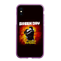 Чехол iPhone XS Max матовый Поцелуй Green Day, цвет: 3D-фиолетовый