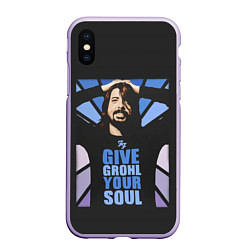 Чехол iPhone XS Max матовый Give Grohl Your Soul, цвет: 3D-светло-сиреневый