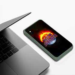 Чехол iPhone XS Max матовый Black Sabbath земля в огне, цвет: 3D-темно-зеленый — фото 2