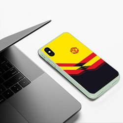 Чехол iPhone XS Max матовый Man United FC: Yellow style, цвет: 3D-салатовый — фото 2