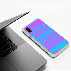 Чехол iPhone XS Max матовый Глянцевые линии, цвет: 3D-салатовый — фото 2