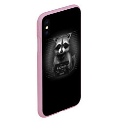 Чехол iPhone XS Max матовый Енот преступник, цвет: 3D-розовый — фото 2